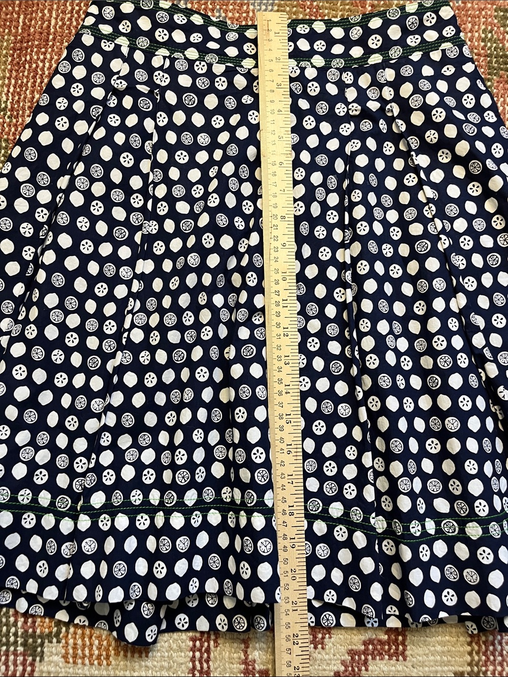 Lilly Pulitzer Lemons and Limes Pleated A Line Skirt Navy White Size 4 - Picture 3 of 12